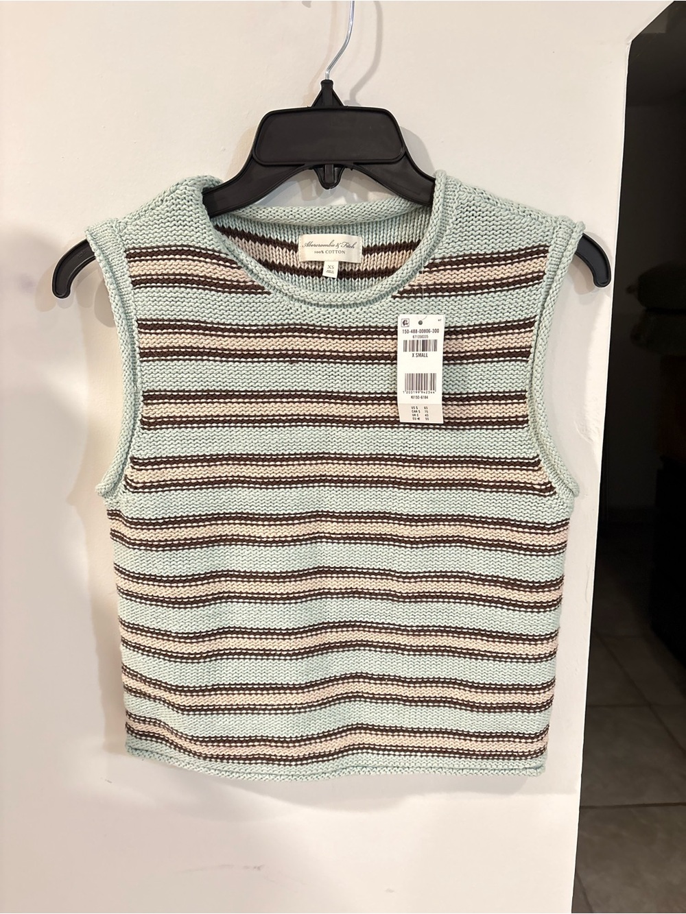 Abercrombie & Fitch Striped Knit Tank - Mint, Brown, Cream